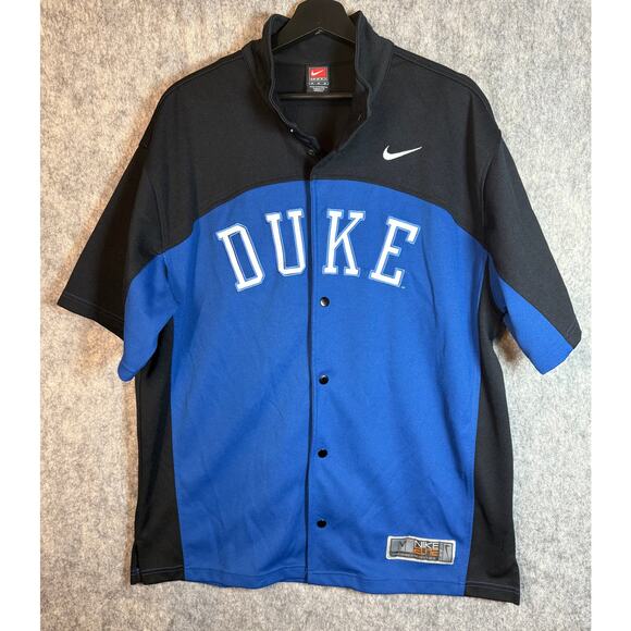 Nike Elite Duke University Basketball Short Sleeve Warm Up Button Jersey - Med - Picture 1 of 10